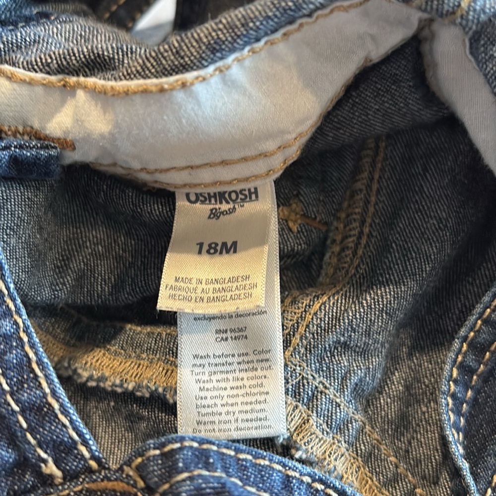 Oshkosh B'gosh Denim Overall Shorts 18mo Unisex Excellent Condition - Picture 8 of 8